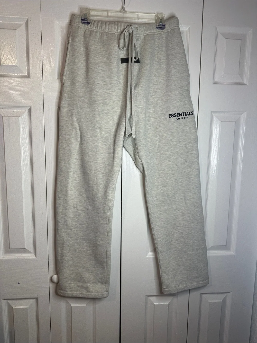 Essentials Light Gray Men's Sweatpants with Thigh Logo
